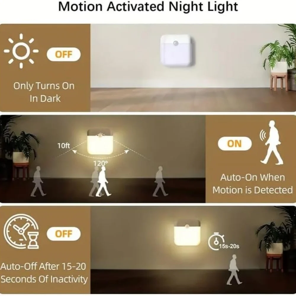 Lampka nocna z czujnikiem ruchu Akumulatorowa lampka LED do szafy Automatyczne włączanie i wyłączanie Lampka ścienna Automatyczne oświetlenie szafy Lampka nocna