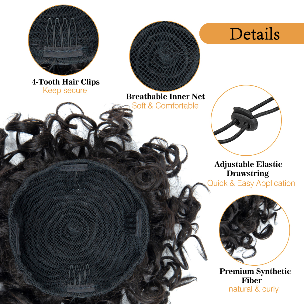 Synthetic Messy Bun Hair Piece For Women Elastic Drawstring Loose Wave Large Curly Hair Bun Messy Scrunchie Ponytail Extension