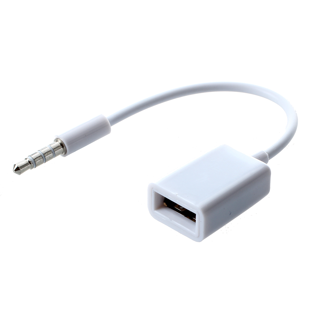Newest Car MP3 3.5mm Male AUX Audio Plug Jack To USB 2.0 Female Converter Cable Cord White