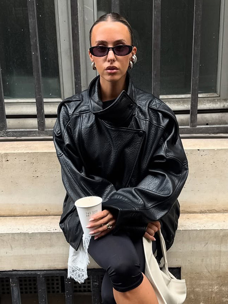 HH женские осенние модные куртки с асимметричным карманом на пуговицах и длинными рукавами, черные свободные куртки на молнии, женские уличные пальто