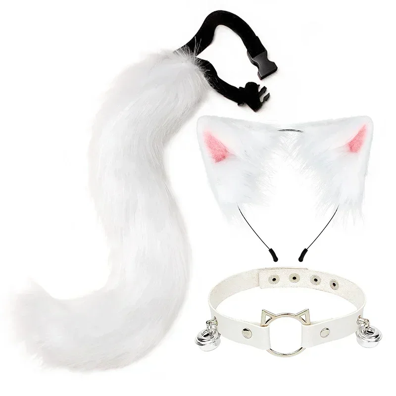 Fox Tail Fox Ears Set Plus Cute Paw Gloves Cosplay Animation Exhibition Halloween Party Animal Ears and Tail Set Plush Props