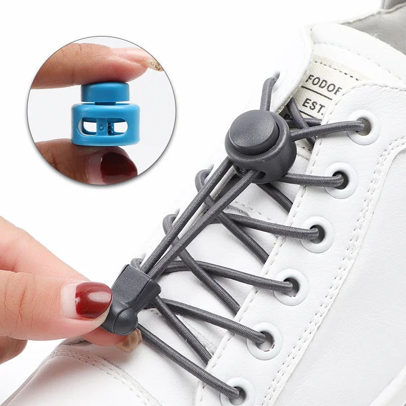 No Tie Shoe Laces For Sneakers Elastic Shoelaces Without Tying Round Rubber Bands Lazy Shoes Lace Sport Shoestrings 1 Pair