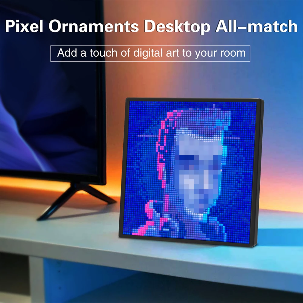 Luz noturna de cabeceira com luz decorativa de mesa com tela de pixel dinâmica inteligente com 4096 LEDs e 16 milhões de opções de cores RGB