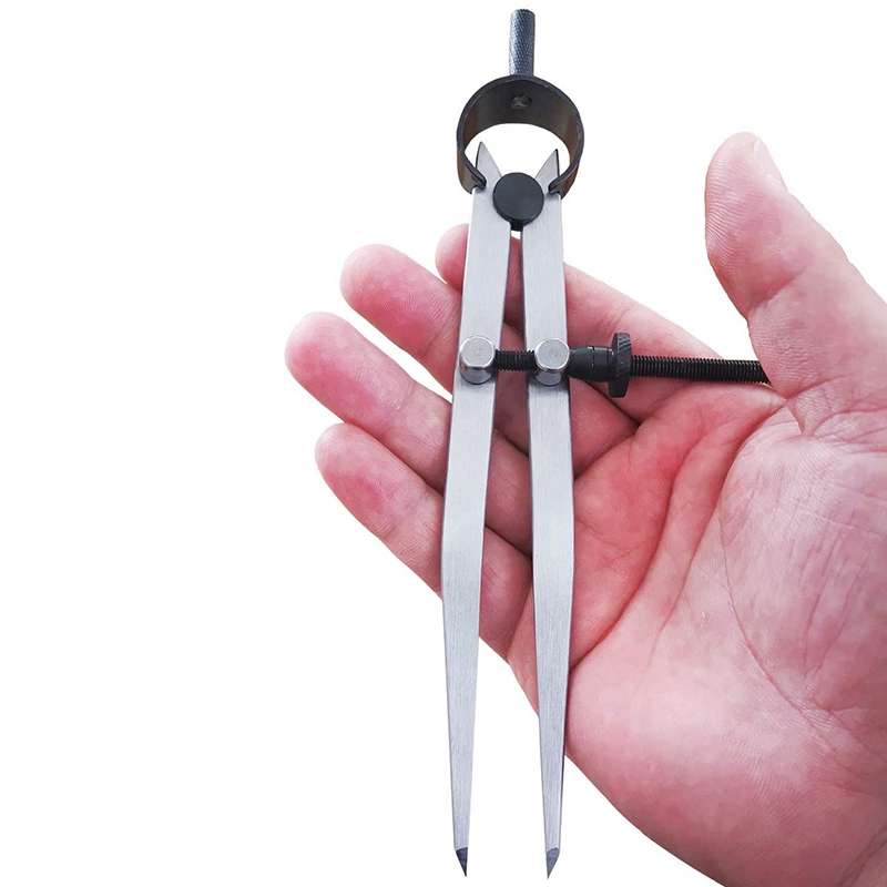 Bússola de couro com asa divisora de aço com tampa ajustável de 6 polegadas