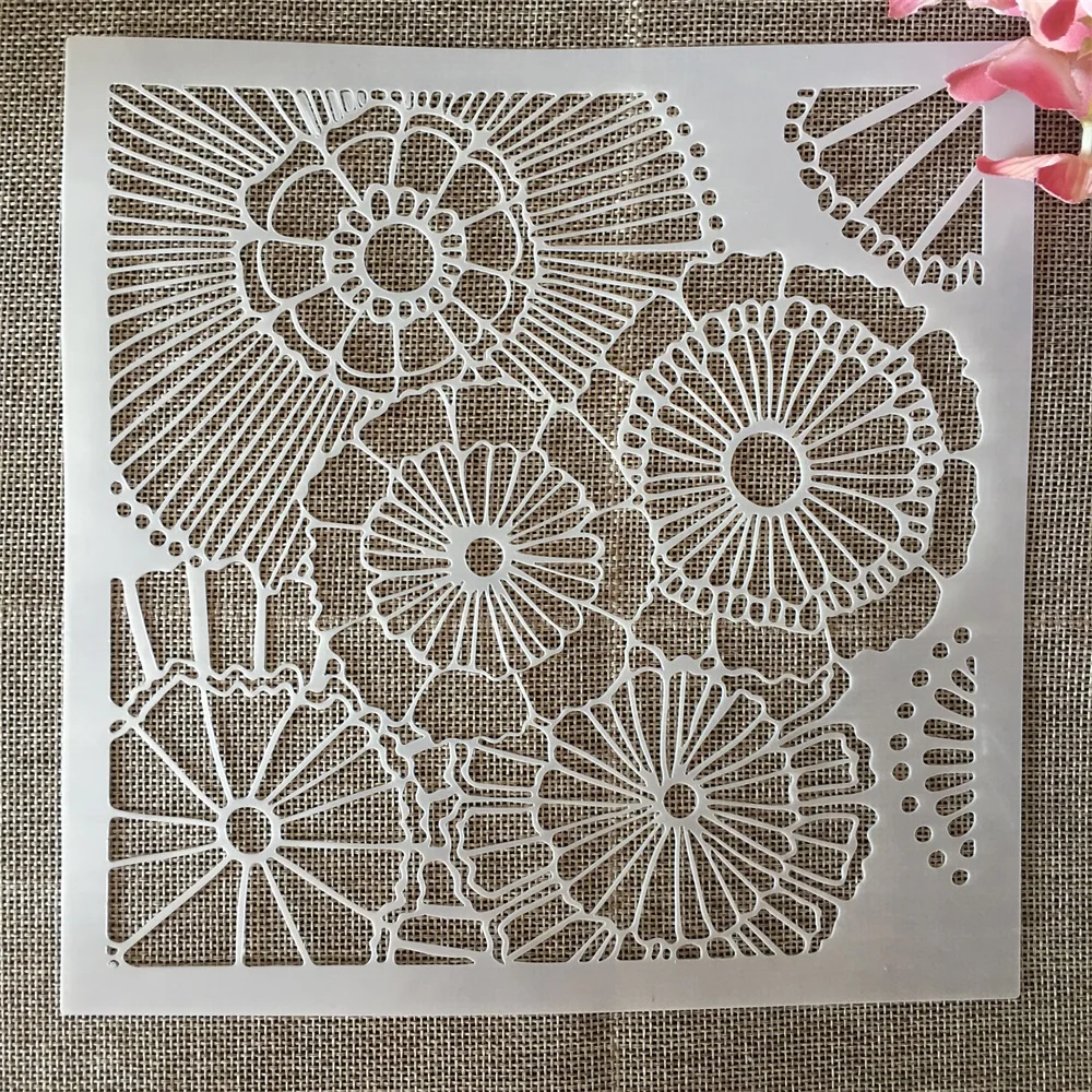 20*20Cm Hoa Hướng Dương Cam Tự Làm Lớp Dựng Stencils Tranh Sổ Lưu Tô Màu Nổi Album Trang Trí Bản Mẫu