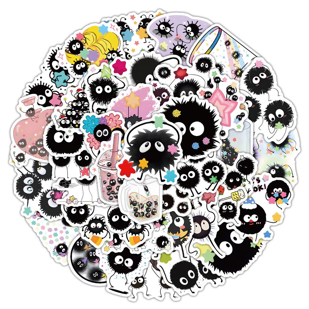 10/30/50PCS Soot Sprites Stickers Cute Elf Cartoon Sticker DIY Decoration Luggage Laptop Phone Guitar Car Bike Sticker Kids Toys
