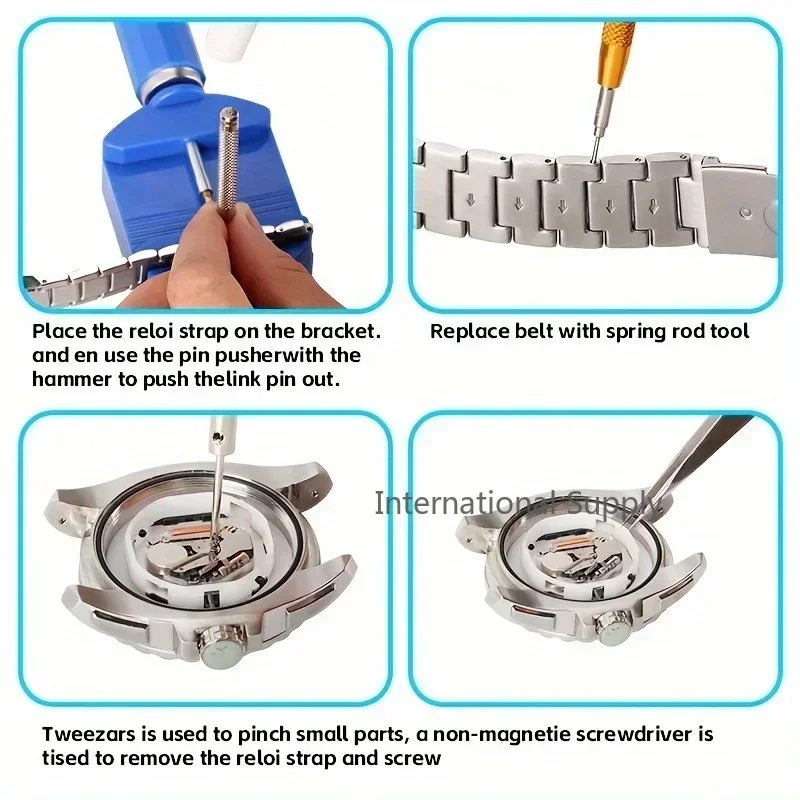 147pcs/set Watchmaker Watch Repair Repairing Tools Kit, Case RemoverOpener Bar Set, Convenience Brand Clock Tool