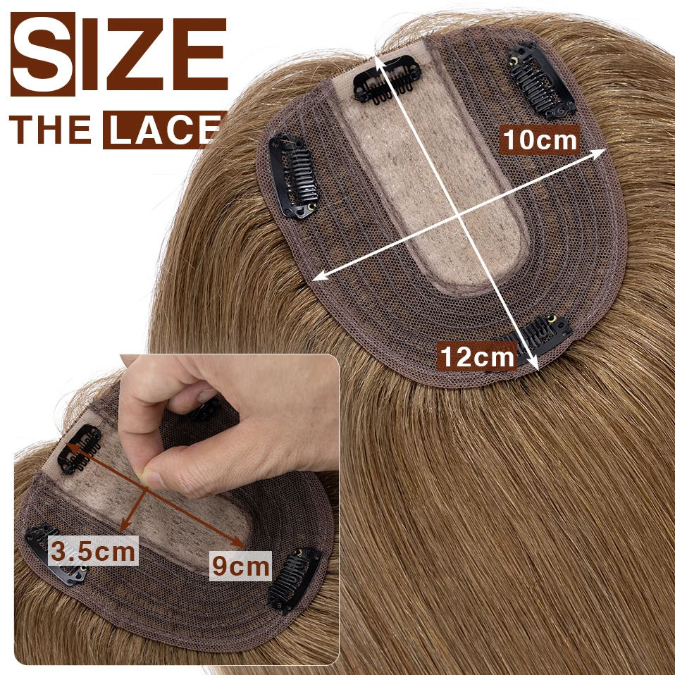 S-Noilite 10X12Cm Tóc Trang Trí Đồ 2.5X9Cm Lụa Căn Cứ Tự Nhiên Tóc Giả Con Người 100% tóc Cho Nữ Bộ Tóc Giả Kẹp Trong Tóc