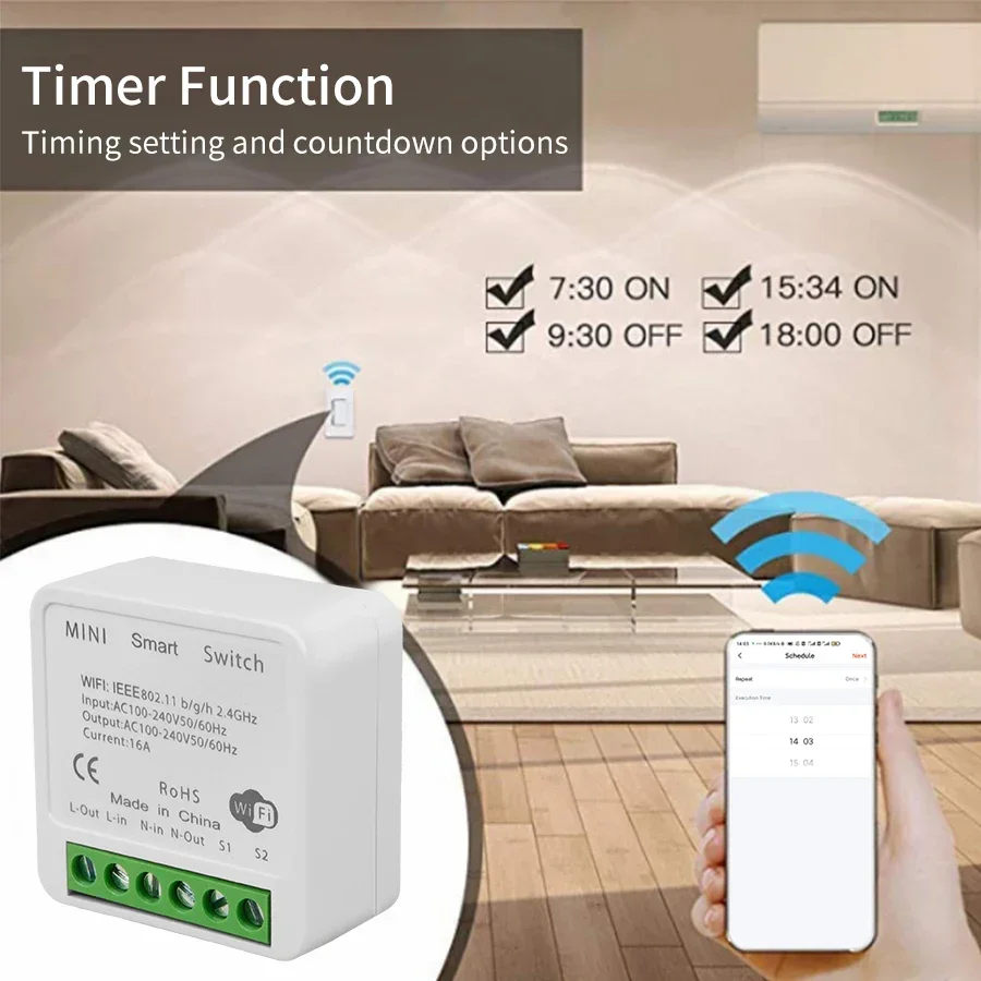 16A 20A Tuya WiFi Smart Switch RF 433Mhz Relais Breaker Modul 2-Wege-Steuerung Smart Life App Remote Funktioniert mit Google Home Alexa