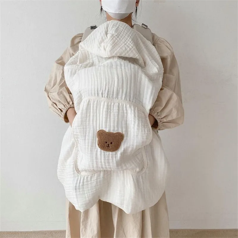 Mussola Passeggino Coperta Neonato Swaddle Wrap Cartoon Con Cappuccio Sling Copertura Anti-zanzara Protezione solare Trapunta per dormire infantile