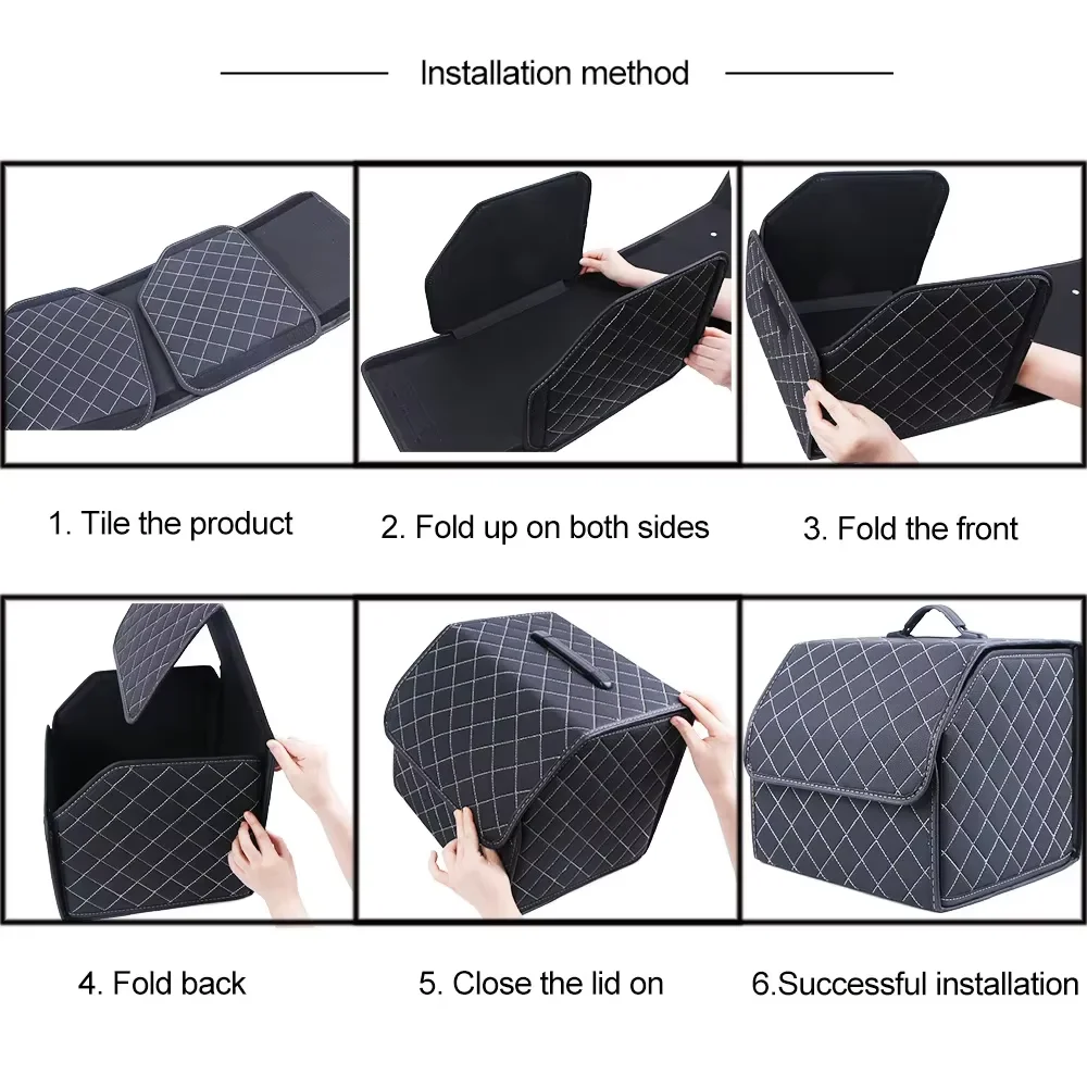 1 PC รถ PU หนัง Trunk กล่องเก็บแบบพกพารถ Multiuse Storage องค์กรรถ Trunk Bag Auto Storage กล่อง-