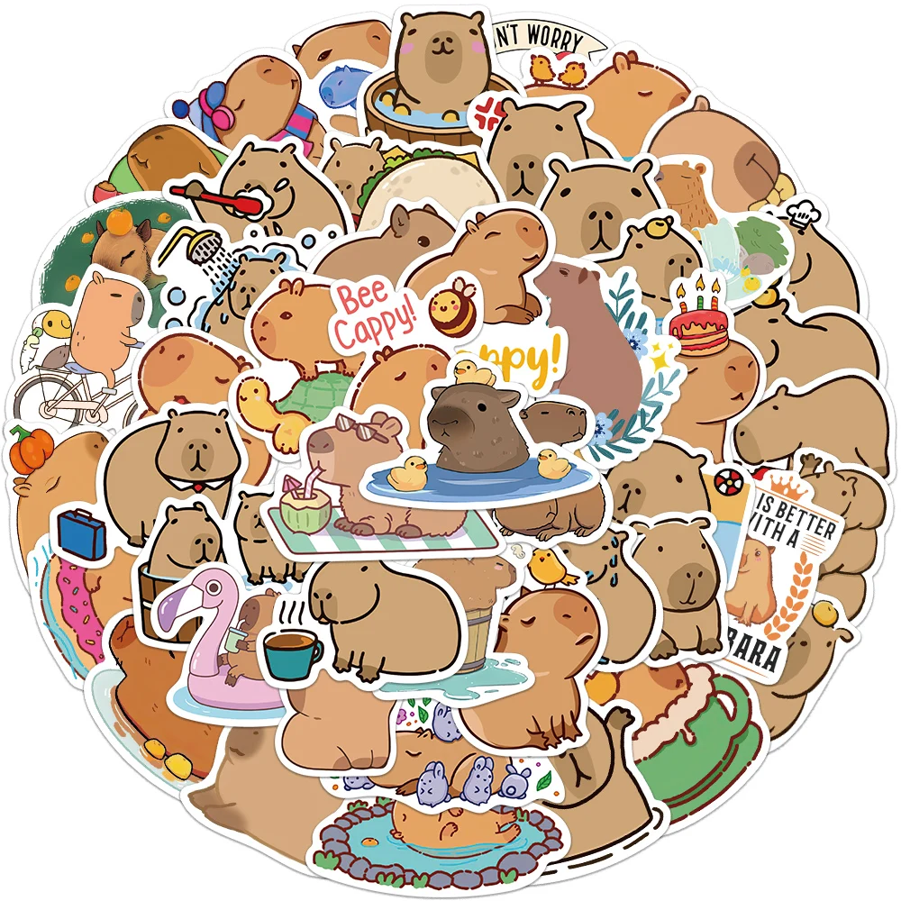 50 pezzi di cartone animato capibara adesivo decalcomanie decorazione telefono fai da te notebook valigia laptop frigorifero adesivo per bambini