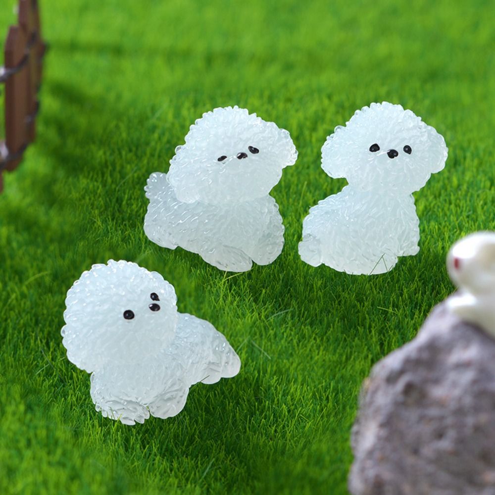 Realistic Noctilucent Dog Figurines  personalized Cartoon iLuminous Poodle Dog Figurines Resin Funny Micro Landscape Decoration