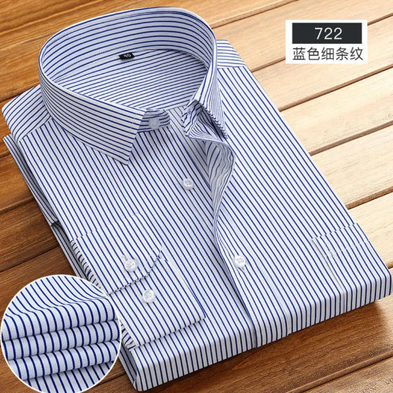 Herren-Langarmhemd Frühling Sommer Business Casual Baumwolle bügelfrei hochwertige atmungsaktive Mode Streifen neu
