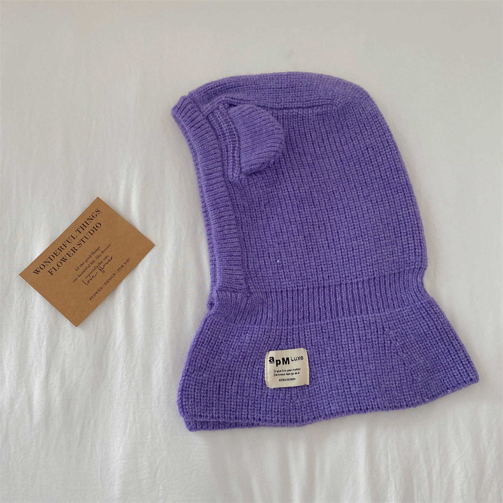 Schattige Beer Oor Kinderen Muts Sjaal Een Stuk Winter Warme Kinderen Beanie Cap Effen Kleur Gebreide Oorbeschermkapjes Bivakmuts