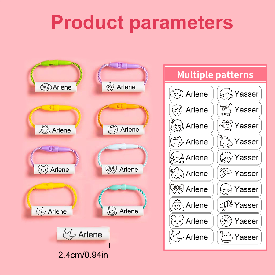 ที่กําหนดเองชื่อแหวนจี้รองเท้าเด็กกระเป๋านักเรียนถ้วยเสื้อผ้าชื่อสติกเกอร์กันน้ํา Hang Tag เชือกชื่อเด็กวงกลมสําหรับเด็ก