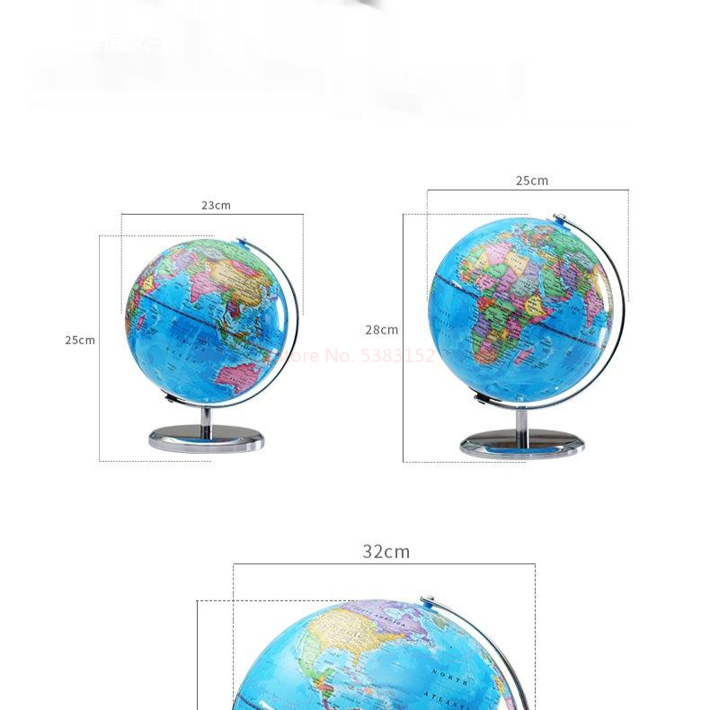 20/25cm Wereldbol Engelse versie Wereldkaart Globe met led-licht Aardrijkskunde Educatief onderwijs Decoraties Benodigdheden