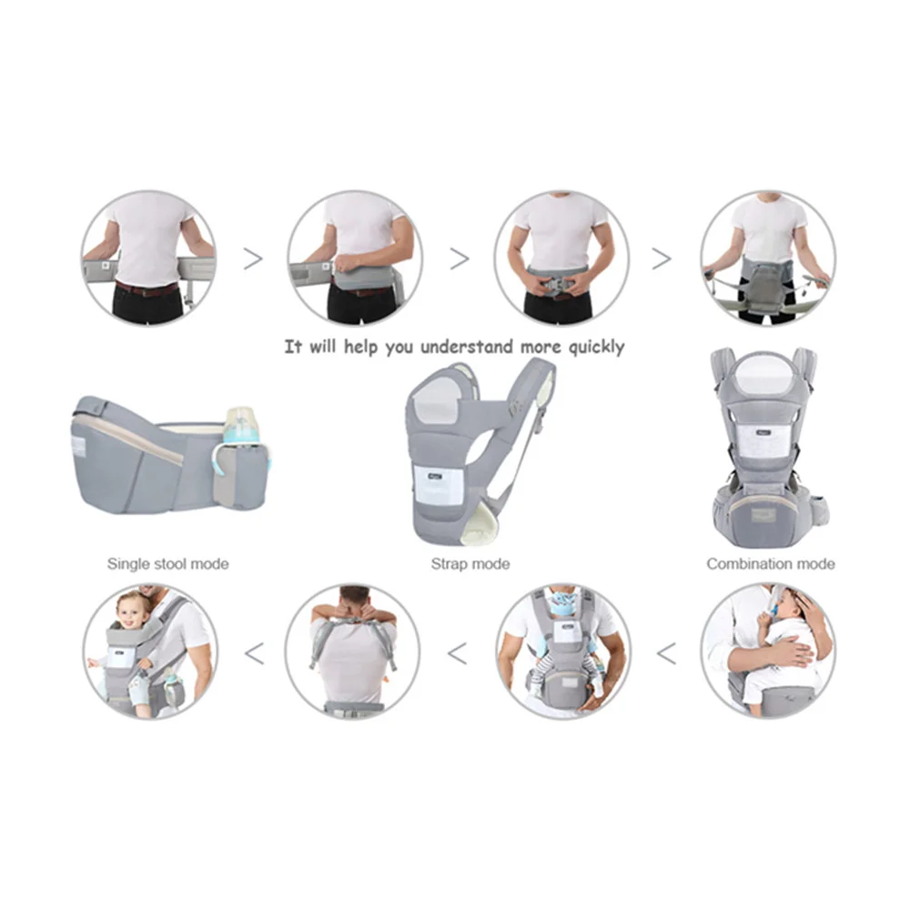 Mochila ergonômica canguru Baby Carrier, Viagem Hipseat, Frente Enfrentando, Envoltório Sling