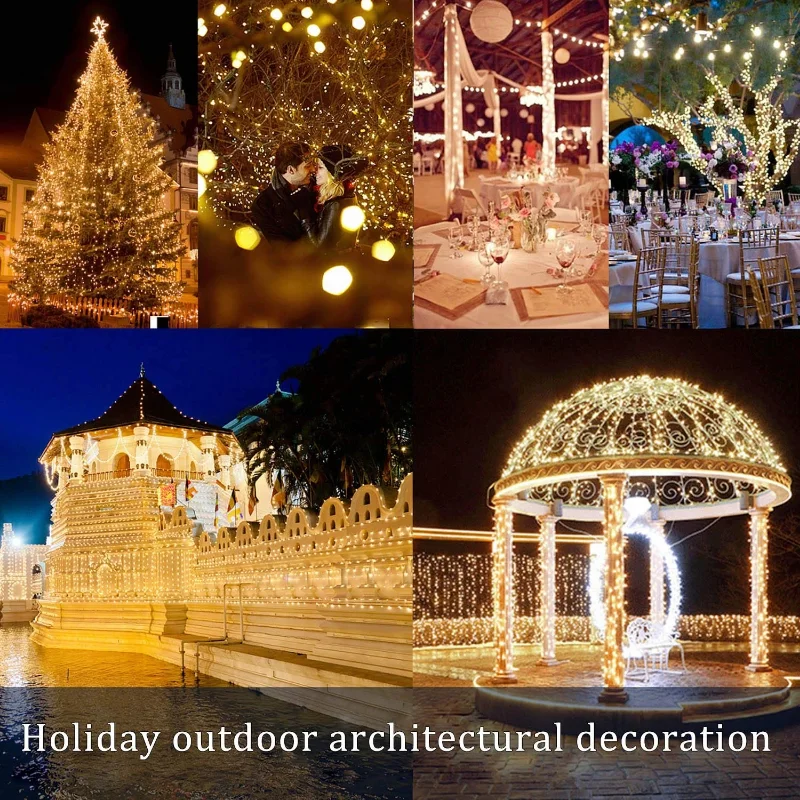 42M400Leds Lampada solare a LED per esterni Lampada da giardino a festone Stringa di luce solare impermeabile Decorazione del giardino di Natale all'aperto