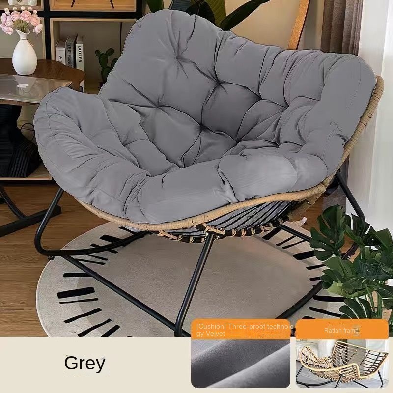 Mecedora individual minimalista moderna, silla informal ligera de lujo para sala de estar, sofá, puede sentarse o acostarse en el balcón, silla de ratán perezosa