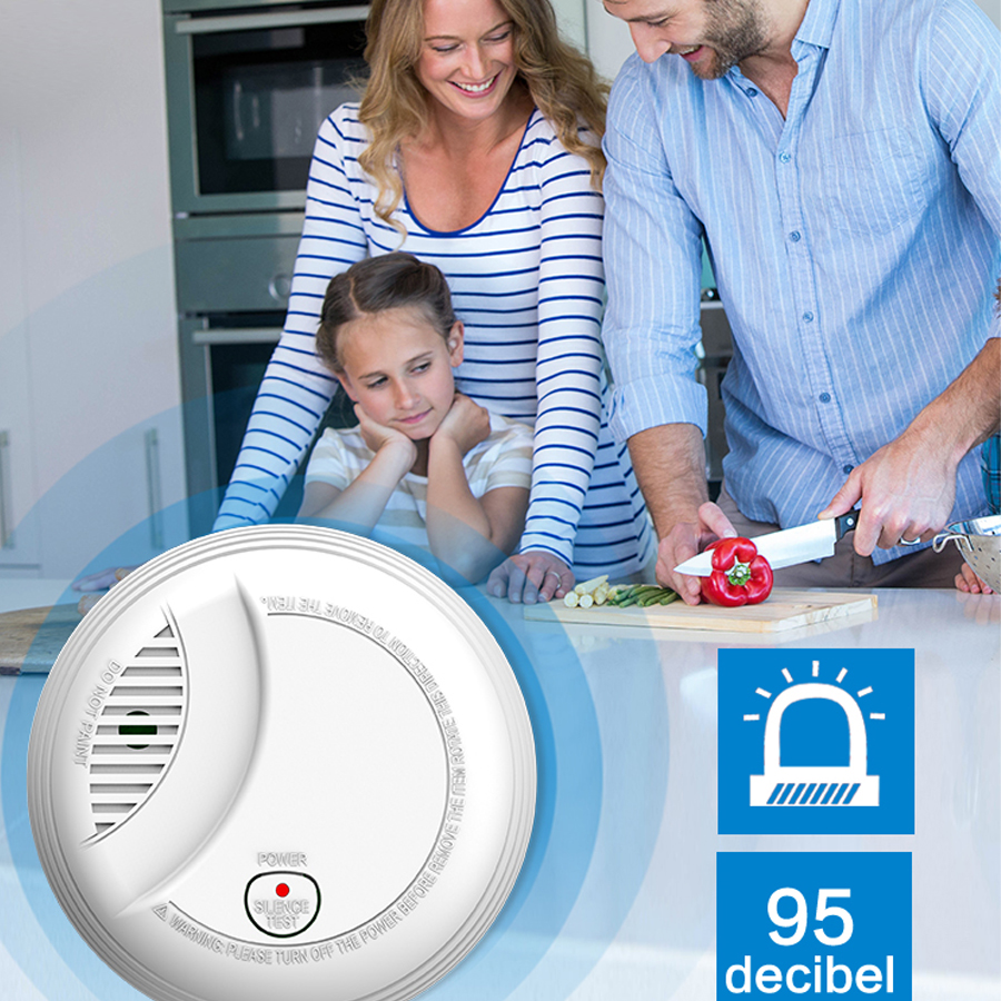 Smoke Detector Fire Alarm 10 Year Life Smoke Sensor For Home Security Smoke Alarm Photoelectric Sensor Battery Powered