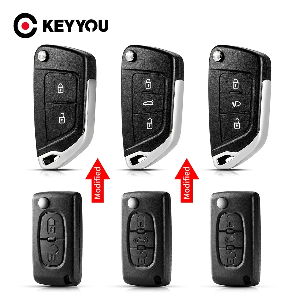 KEYYOU VA2/HU83 Ce0523 CE0536 Модифицированный автомобильный ключ для Peugeot 306 407 807 Partner для Citroen Coupe VTR C2 C4 C5 C6 Berlingo Xsara