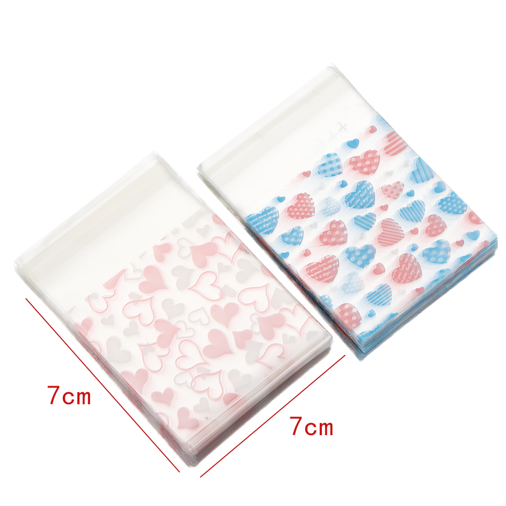 50pcs Valentine's Day Love Series Clear Plastic Self-Adhesive Bags for diy Jewelry Packaging Display Baking Cookies Packaging