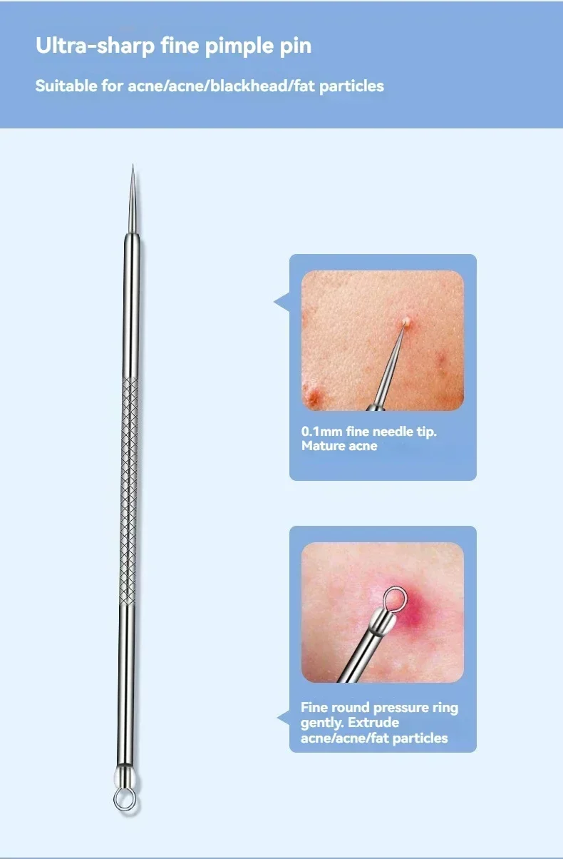 スキンケア用の巻き毛ピンセット、にきびとにきびの除去針、黒いドットクリーナー、毛穴クリーナー、ディープクレンジング、フェイスツール、11個