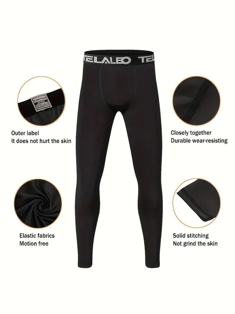 HOPLYNN ボーイズ コンプレッション ストレッチ ブラック レギンス、速乾性と通気性のあるアウトドア ランニング トレーニング スウェットパンツ