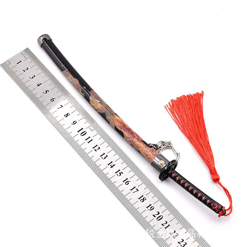 23cm Ring Game Peripheral Rivers of Blood Sword Alloy Pop-up Sword Weapon Model Ornament Crafts Keychain Decorative Toy Katana