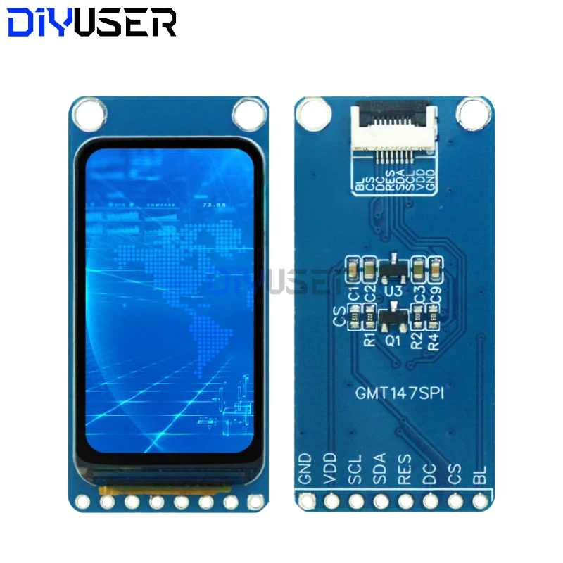 DIYUSER 1.47-inch TFT LCD screen ST7789 small screen 172*320 display LCD full view angle SPI color screen