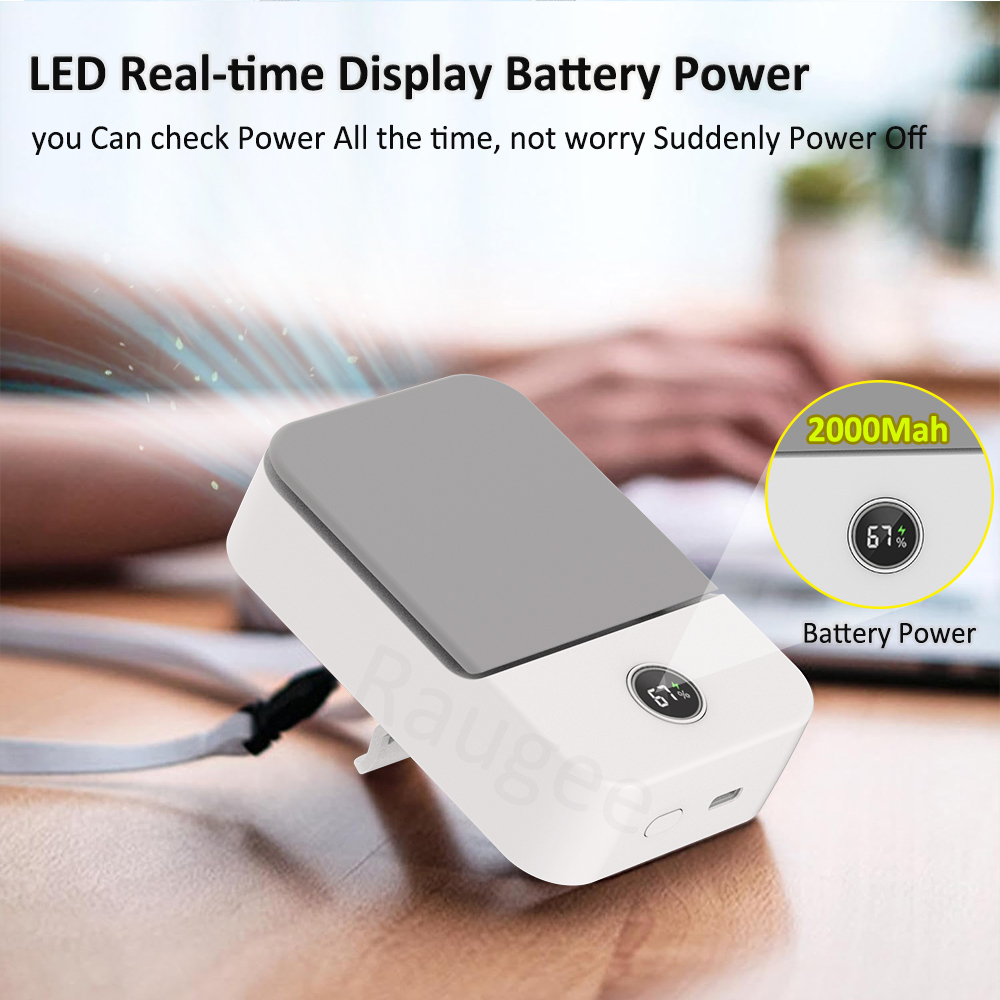 Tragbarer Taillenventilator für den Außenbereich, Mini-Hängehalsventilator, 3 Gänge, starker Wind, blattloser Taillen-Halsventilator, Luftkühler, USB-Ventilator, 2000 mAh