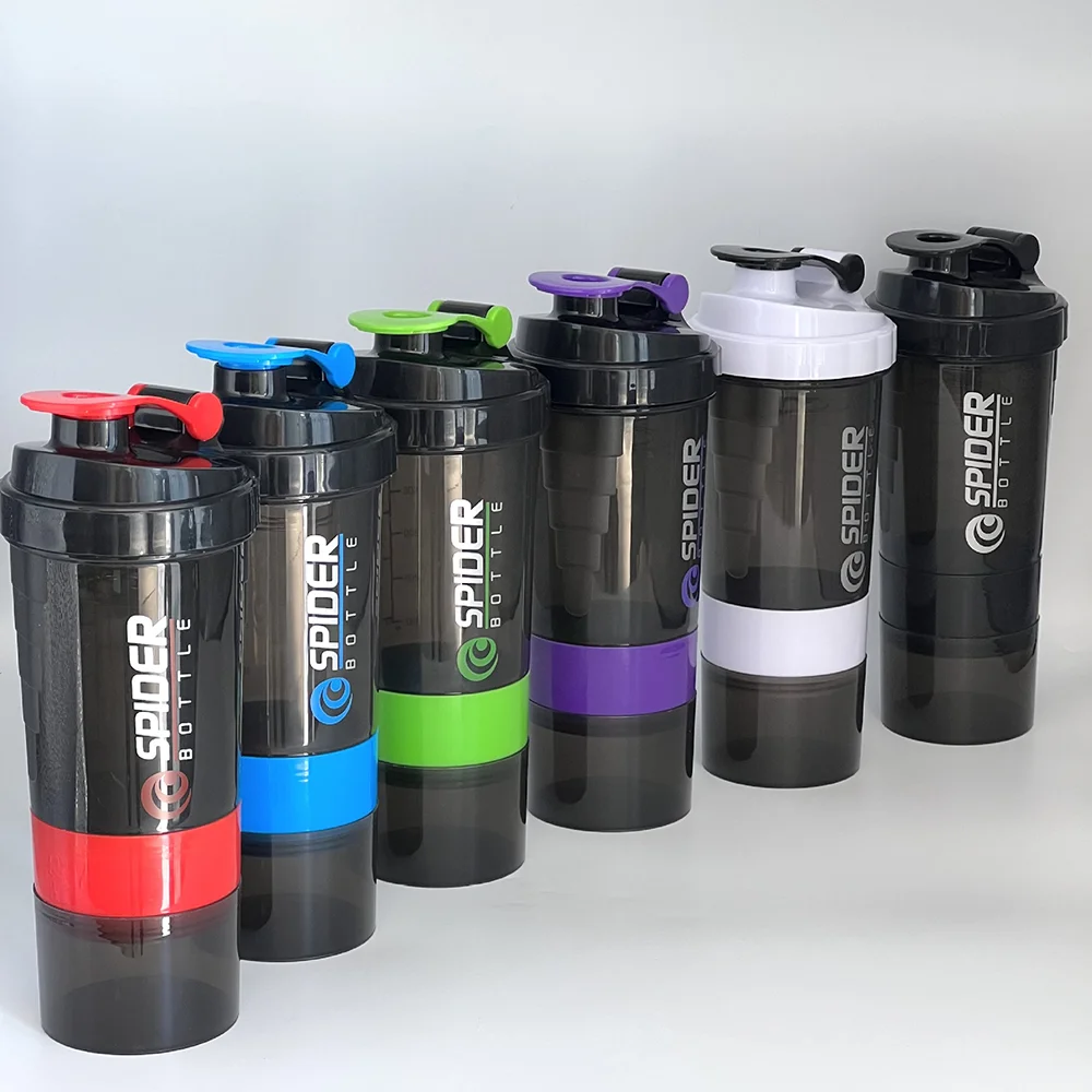 Bouteille de protéines Shaker à 3 couches, tasse à secouer la poudre, bouteille d'eau, tasse de mélange en plastique, bouteille d'exercice de musculation