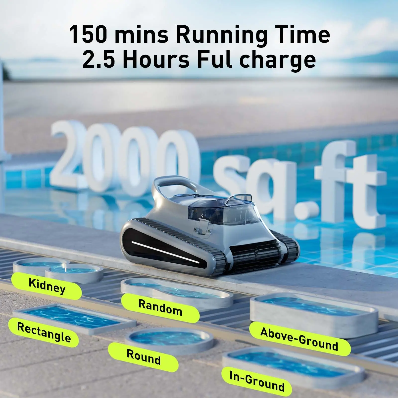 (2025 New) Seauto Crab Pro Cordless Robotic Cleaner, for Inground Pools up to 2000 Sq.ft, all and Waterline Cleaning Vacuum