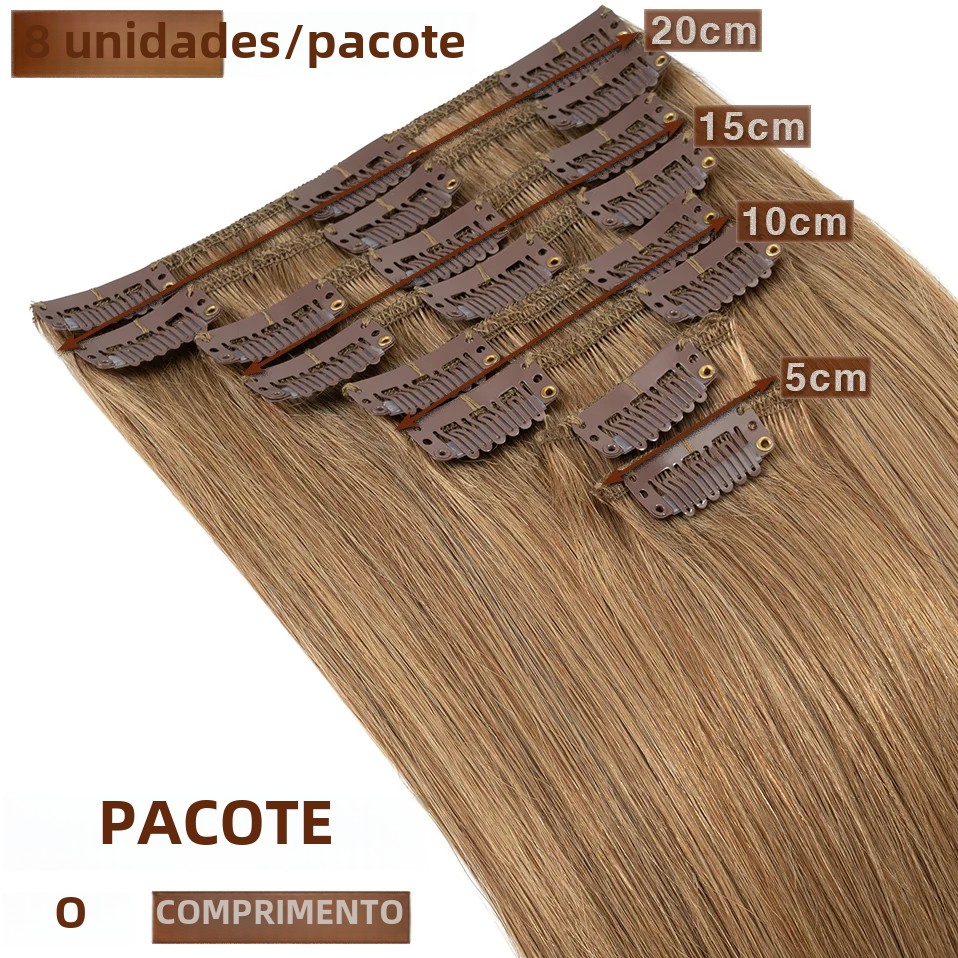 S-noilite extensões de cabelo natural 50-80g cabelo humano fino em linha reta peruca 8 "-24" 8 pçs/set clipe de cabeça cheia em grampo de cabelo natural