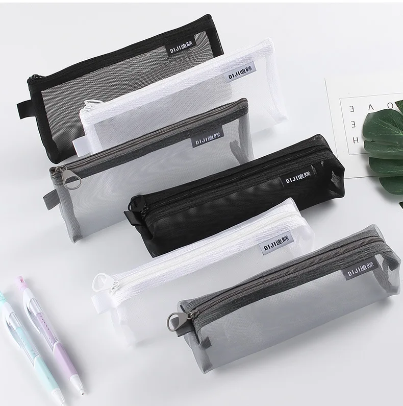 Makeup Bag Handbag School Pencil Cases for Office Large Small Mash Transparent Cosmetic Students Nylon Storage Toiletry Kit