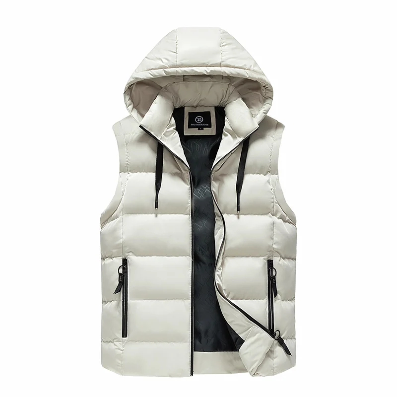Colete com capuz à prova de vento pescoço calor prático usar design simples cor sólida moda estilo multiuso tecido casaco confortável