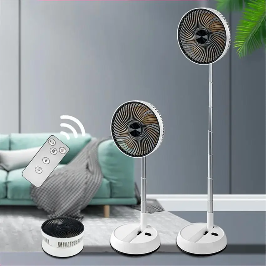 Ventilador dobrável portátil 6000mAh USB Controle Remoto Refrigerador de ar silencioso recarregável sem fio Ventilador de chão para casa ao ar livre