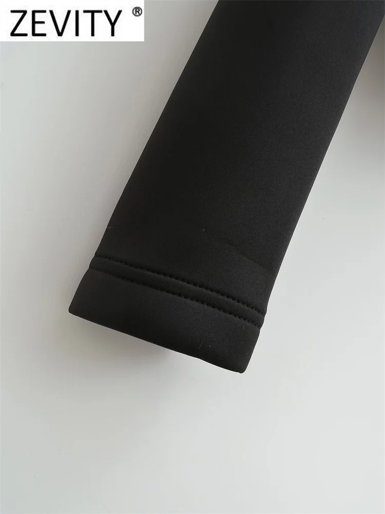 ZEVITY 2023ผู้หญิงวินเทจแขนยาวPatchworkผ้าฝ้ายเบาะเสื้อแจ็คเก็ตหญิงกระเป๋าOuterwear Chicซิปเสื้อสั้นCT5817