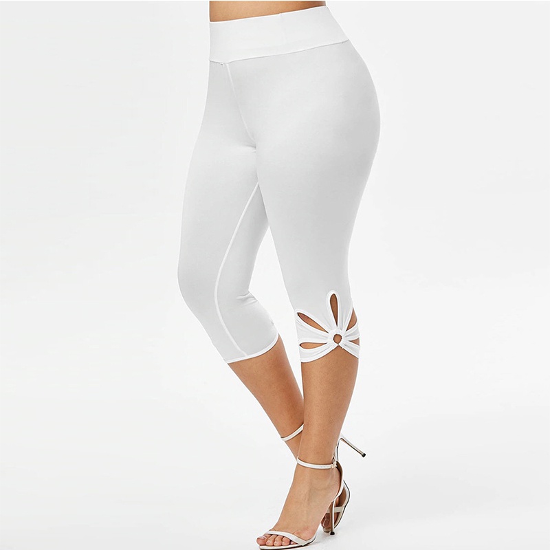 Legging esencial elástico de talla grande para Mujer, mallas informales sin costuras con cintura elástica de verano, pantalones cortos, Leggins Capri para Mujer