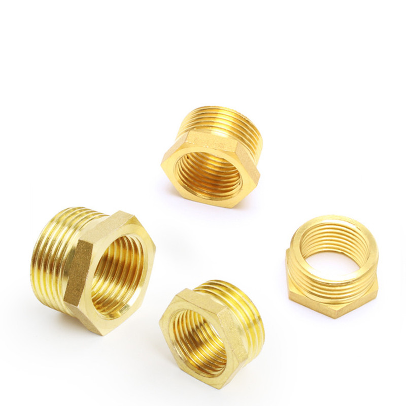 Adaptador de latão encaixe bsp reduzindo bucha hexagonal macho para fêmea conector combustível água gás óleo 1/8 "1/4" 3/8 "1/2" 3/4 "1"