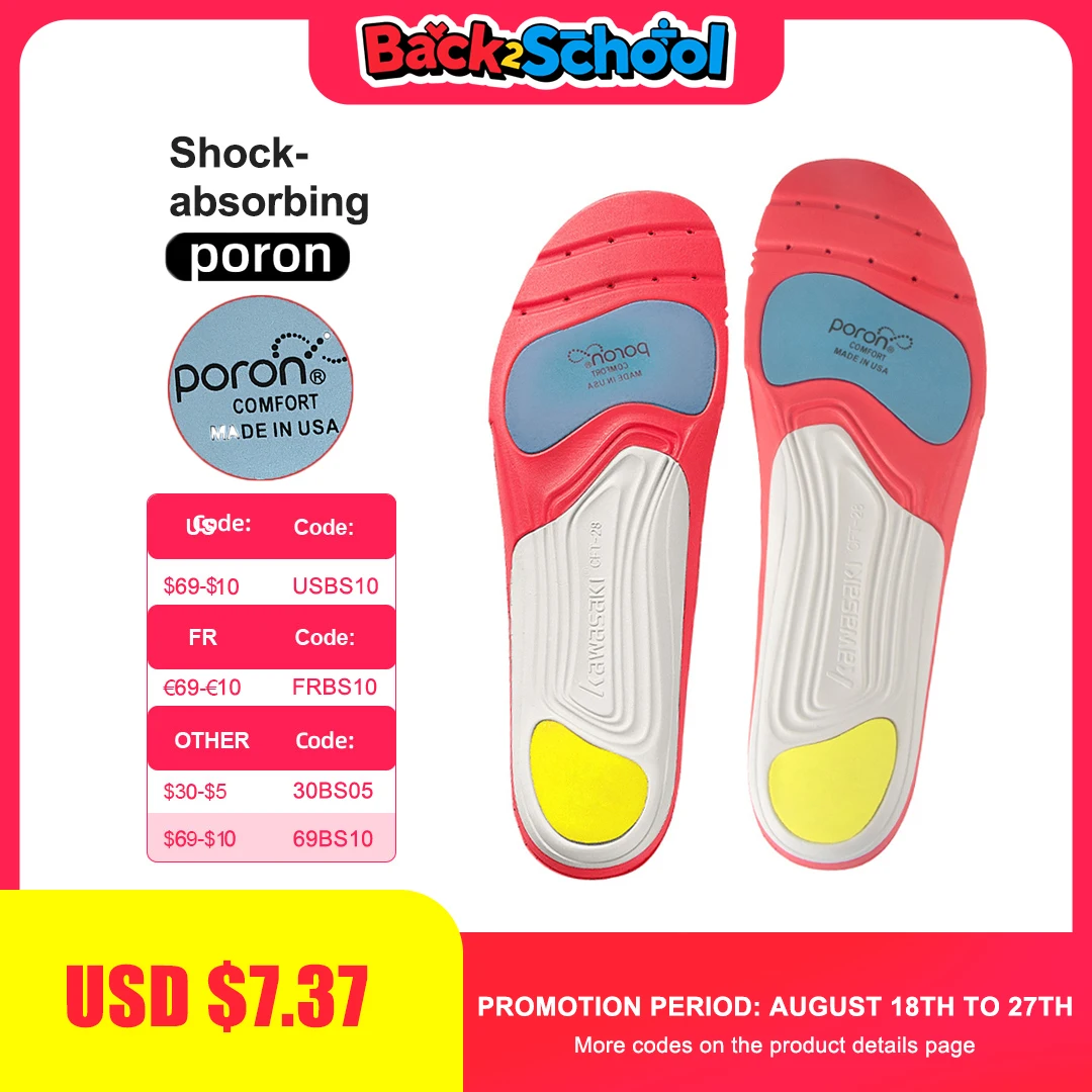Kawasaki Breathable Insole For Men And Women Sweat-absorbing Breathable Sports Insoles CFT-28 Sneakers Accessories