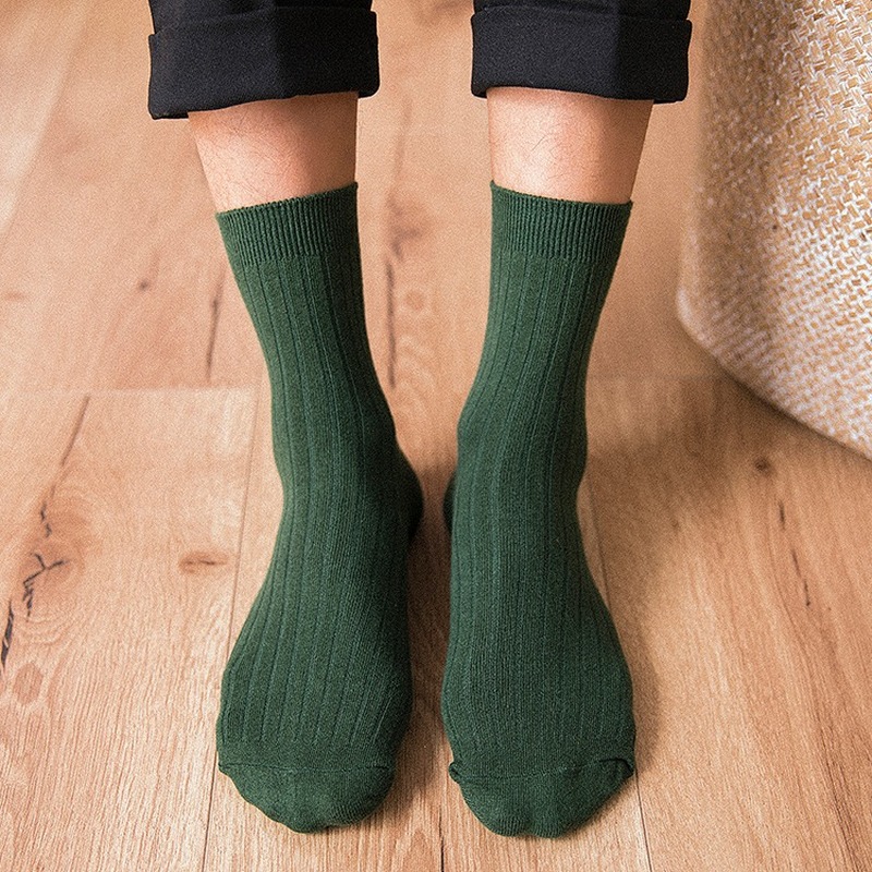 Otoño Invierno Color puro calcetines para hombre algodón cálido blanco y negro calcetines felices regalos masculinos para hombres EUR 39-44 387