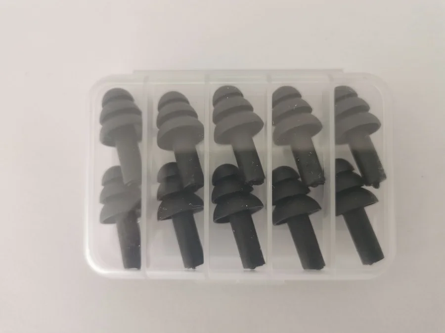 5 par/set de tapones para los oídos cómodos empaquetados en caja, tapones para los oídos suaves de silicona con reducción de ruido, tapones para los oídos de silicona para natación, protectores para dormir