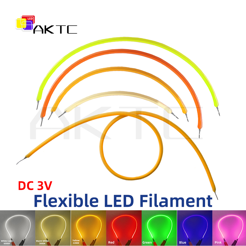 Гибкая фотолампа Эдисона, постоянный ток 3 В, 80 мм, 133 мм, 255 мм, длина 300 мм, красная, зеленая, синяя, желтая, розовая, белая