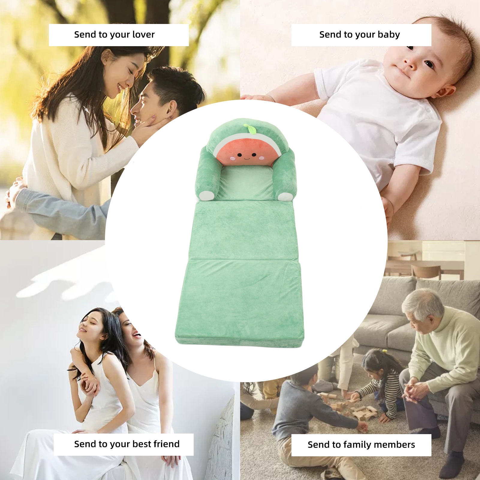 Cartoon Foldable Kids Sofa Wide Armrest 2 in 1 Washable Comfortable Humanize Kids Foldable Sofa Bed for Bedroom