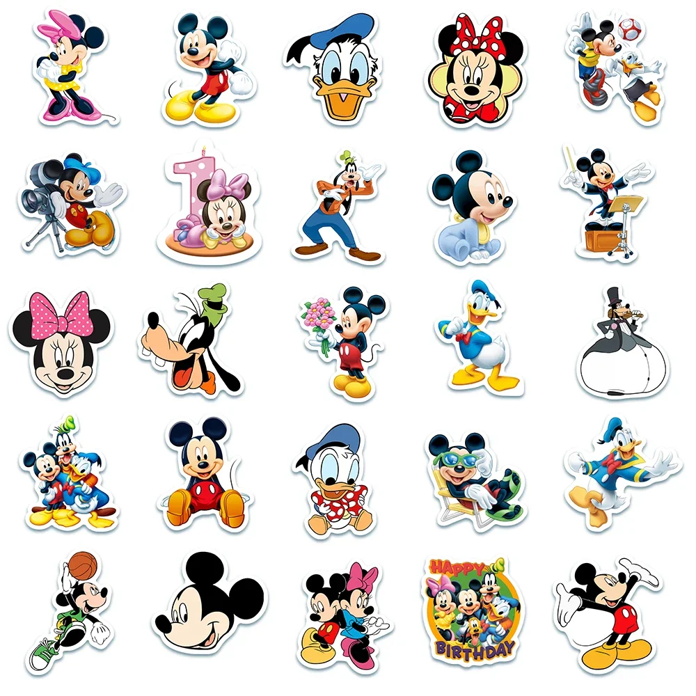 50ชิ้นการ์ตูนมิกกี้เมาส์สติกเกอร์กราฟฟิตีสติกเกอร์น่ารักสติกเกอร์ติดแล็ปท็อป DIY โทรศัพท์กระเป๋ากีตาร์สติกเกอร์เด็ก