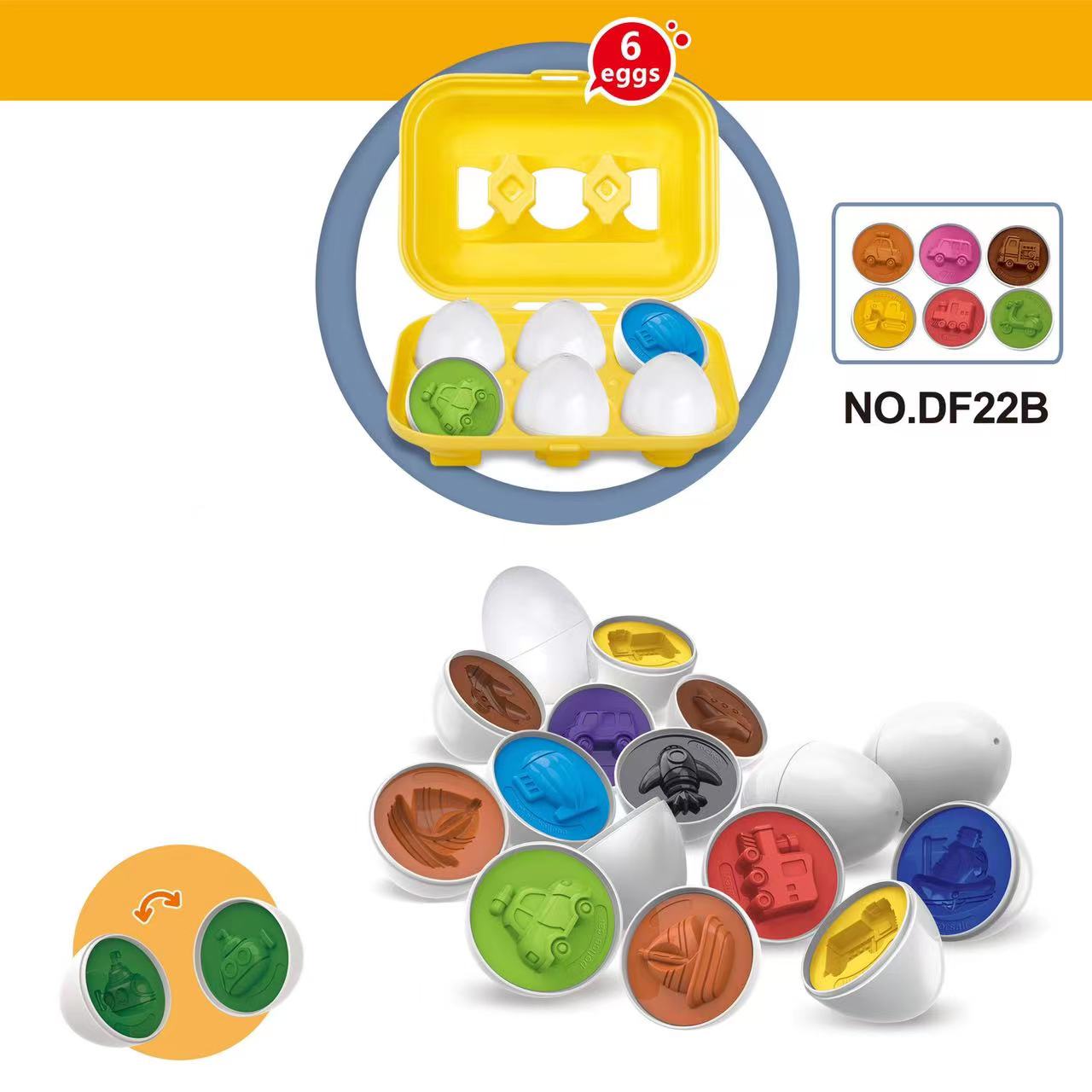 6-teiliges intelligentes Eier-Puzzle-Spielzeug für Kinder, frühe Bildung, erkennt Farbe, Form, passendes Puzzle, 3D-Ei, Montessori, Mathematik