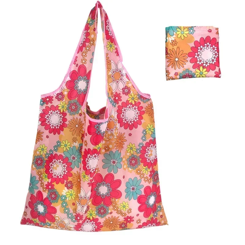 Nueva moda, bolso de compras plegable Floral, bolso de viaje ecológico, bolsas de compras reutilizables, bolsas de hombro portátiles para comestibles, bolso de almacenamiento