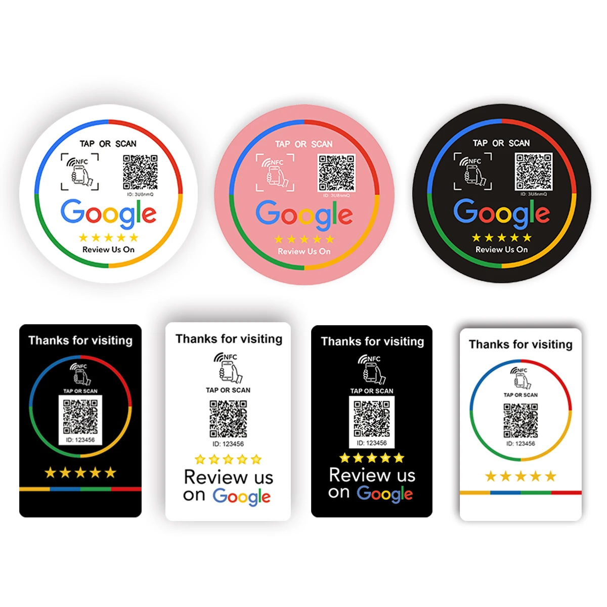NFC 215 Programmeerbare QR-code TAP Google Review Acrylstickers Kaart NFC-stationtabel 13,56 MHz Waterdichte NFC-standaard Review-kaart